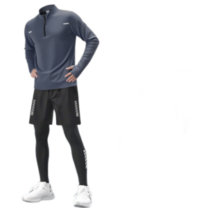 Wholesale Custom Men's Running Gym Pocket Shorts Tight Long Sleeve Fitness Set Factory Bulk Customizable