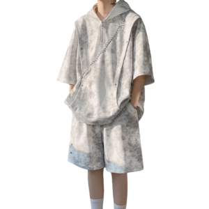 Wholesale Custom Summer Hooded Tie-Dye Short Sleeve Sport Set Factory Bulk Customizable