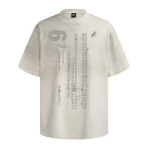 Wholesale Custom Distressed Letter Print Mock Neck Short Sleeve T-Shirt Factory Bulk Customizable