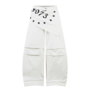 Wholesale Custom Detachable Pleated Pocket Wide Leg Street Trousers White Factory Bulk Customizable CL0029