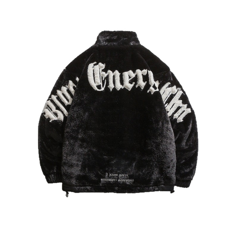 Wholesale Custom Letter Embroidery Fleece Stand Collar Padded Jacket Factory Bulk Customizable