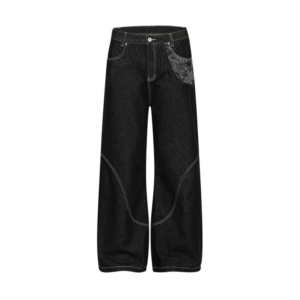 Wholesale Custom 3D Deconstructed Pocket Wide Leg Denim Pants Factory Bulk Customizable