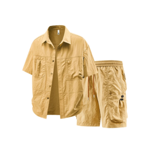 Wholesale Custom Summer Breathable Collared Shirt Shorts Casual Set Factory Bulk Customizable